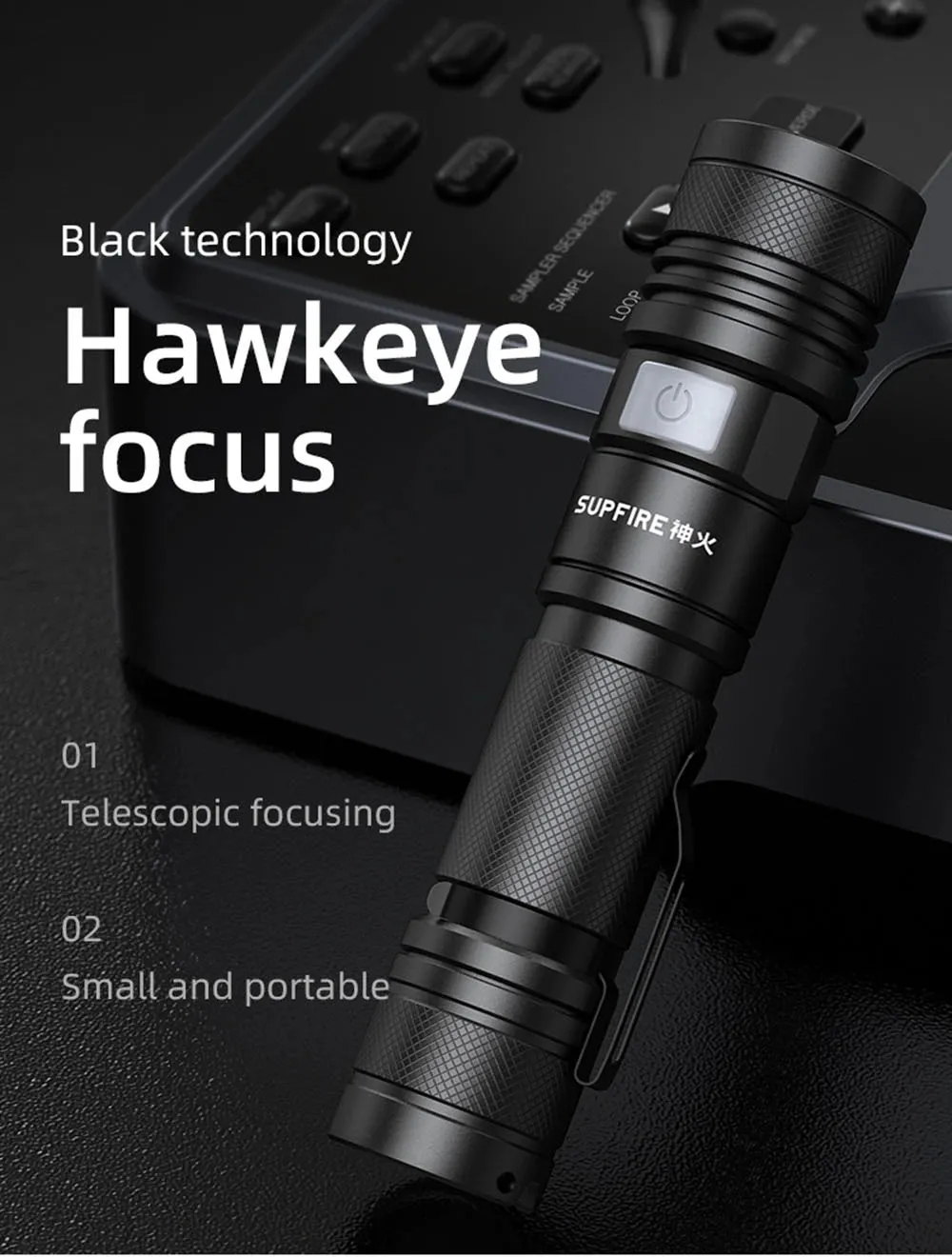 SuperFire A2-P50 Rechargeable LED USB Flashlight