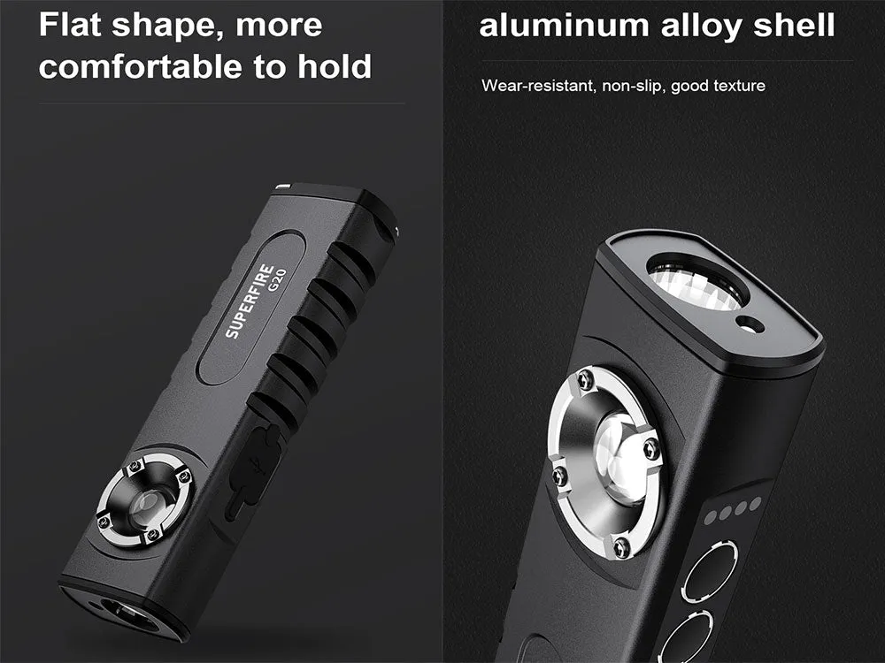 SuperFire G20 High End Rechargeable Flashlight with built-in Cell Phone Charger
