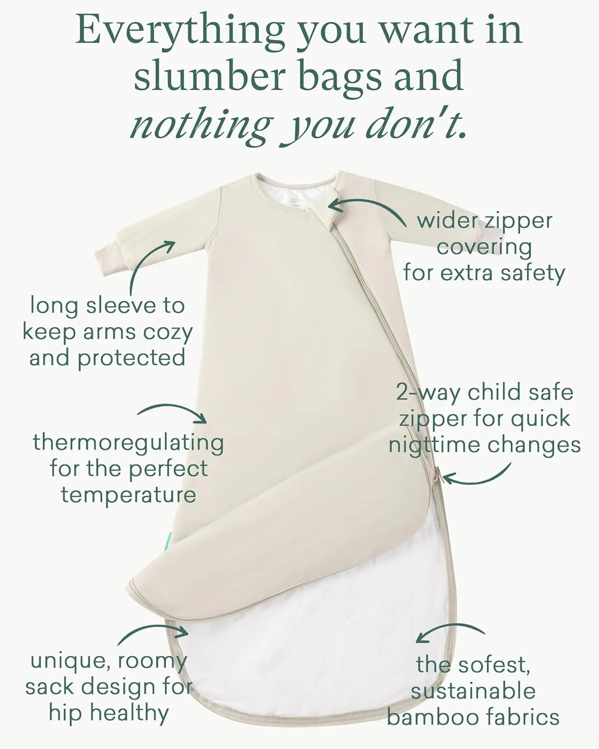 Supersoft Baby Premium Bamboo Viscose Long-Sleeve Wearable Sleeping Bag Sack Blanket 1.0 TOG