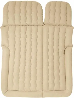SUV Air Mattress Camping Bed with 2 Pcs Pillows, 68.9 * 51.2'' Inflatable Thickened Car Air Bed Travel Camping Bed with Air Pump Portable Sleeping Pad Mattress for Car Travel Camping (Beige)