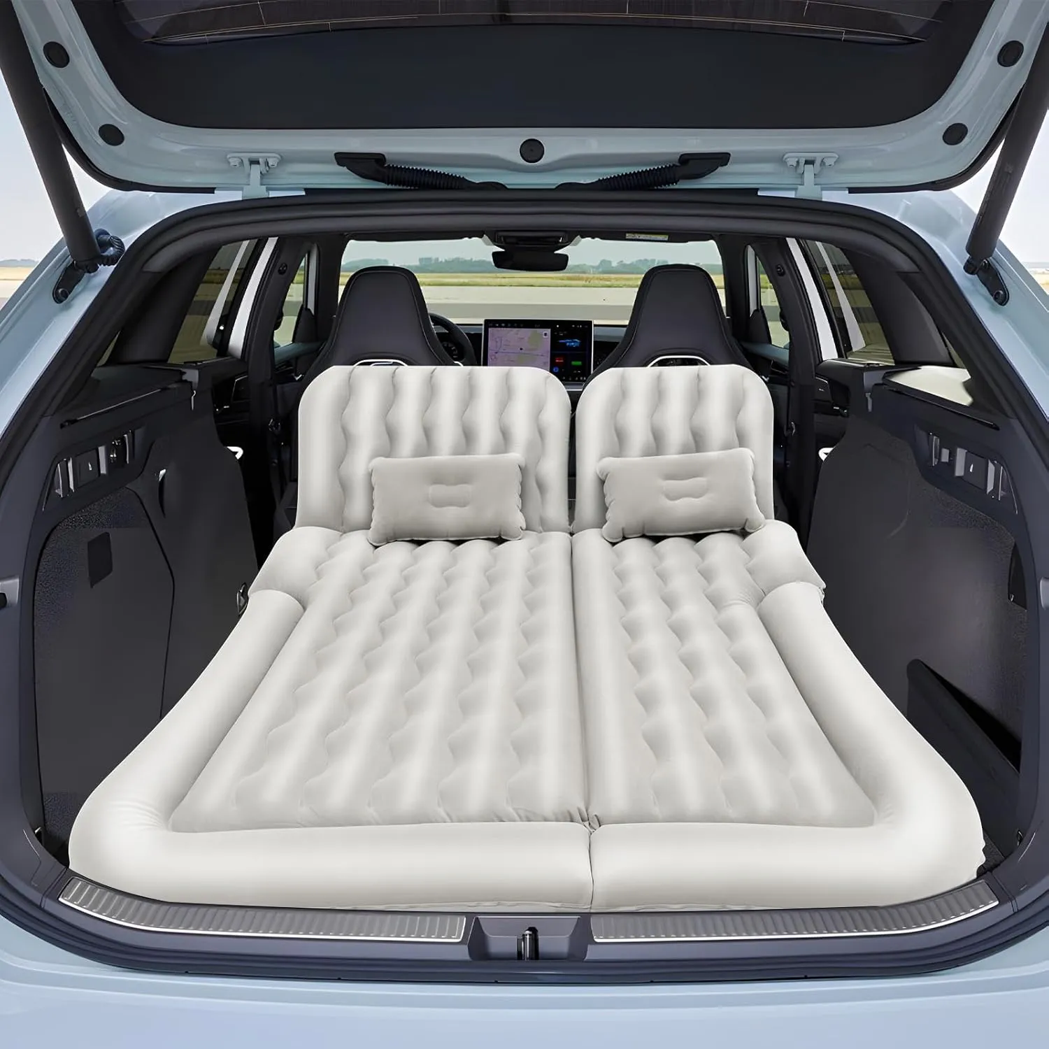 SUV Air Mattress, Portable Flocking Car Sleeping Pad for Camping, Travel, Road Trips, Grey