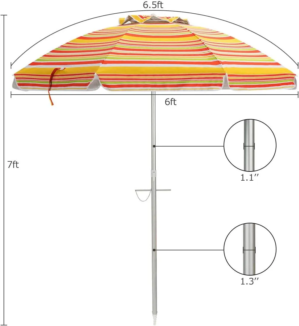Tangkula 6.5ft Outdoor Beach Umbrella with Sand Anchor, Patio Umbrella with Push Button Tilt & UPF 50  Protection, Portable Sunshade Umbrella with Carry Bag for Garden Beach Outdoor (Yellow)