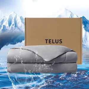 TELUS Cooling Comforter Full/Queen, Double Sided Arc-Chill Cooling Fiber Blanket, Lightweight Summer Quilt for Hot Sleeper Night Sweats, 90" x 90", Grey