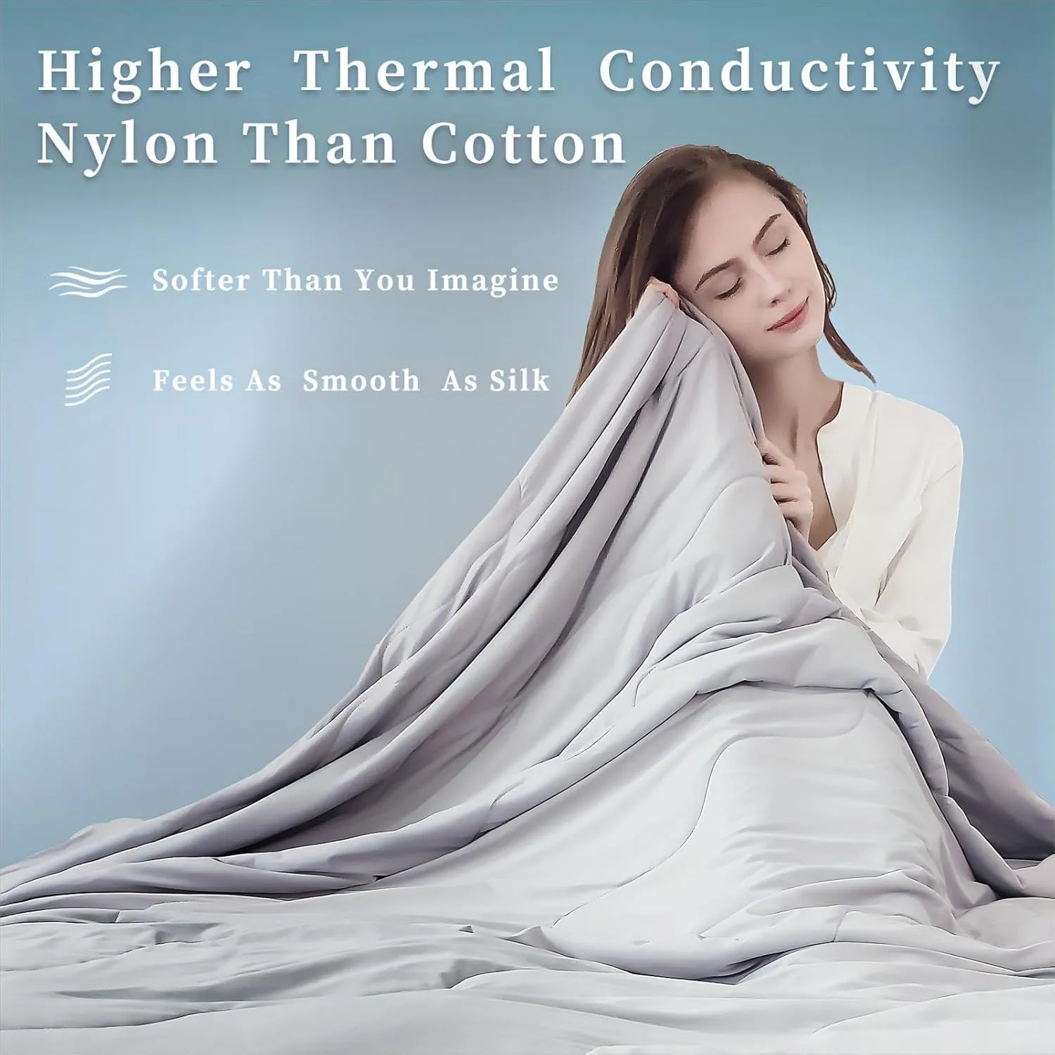 TELUS Cooling Comforter Full/Queen, Double Sided Arc-Chill Cooling Fiber Blanket, Lightweight Summer Quilt for Hot Sleeper Night Sweats, 90" x 90", Grey