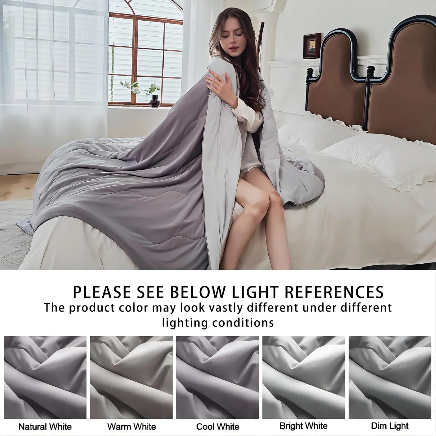 TELUS Cooling Comforter Full/Queen, Double Sided Arc-Chill Cooling Fiber Blanket, Lightweight Summer Quilt for Hot Sleeper Night Sweats, 90" x 90", Grey