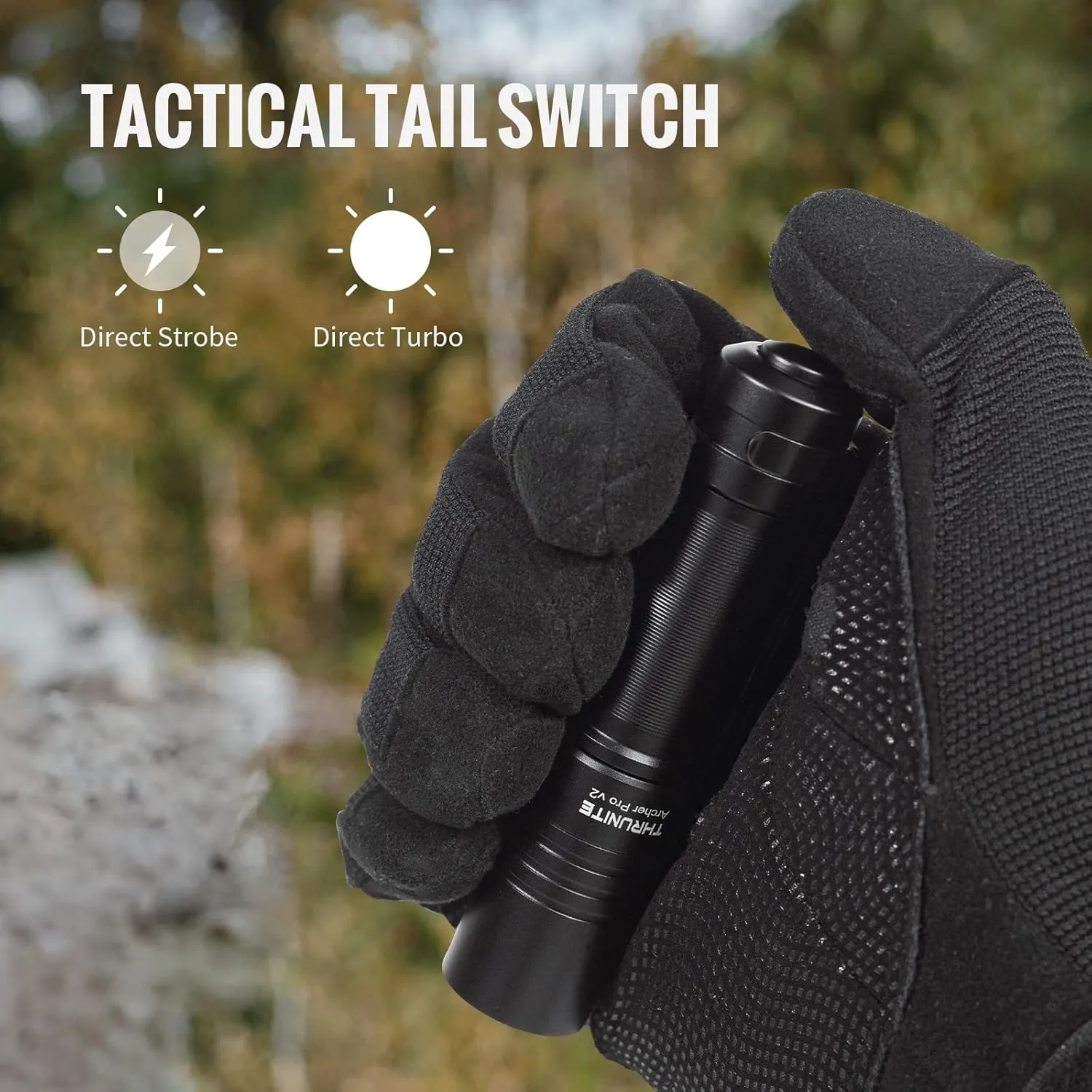 ThruNite Archer Pro V2 EDC Flashlight - 950 Lumens, USB-C Rechargeable, Tail Switch LED, Pocket-Sized for Camping, Outdoors & Emergencies - Neutral White, Black