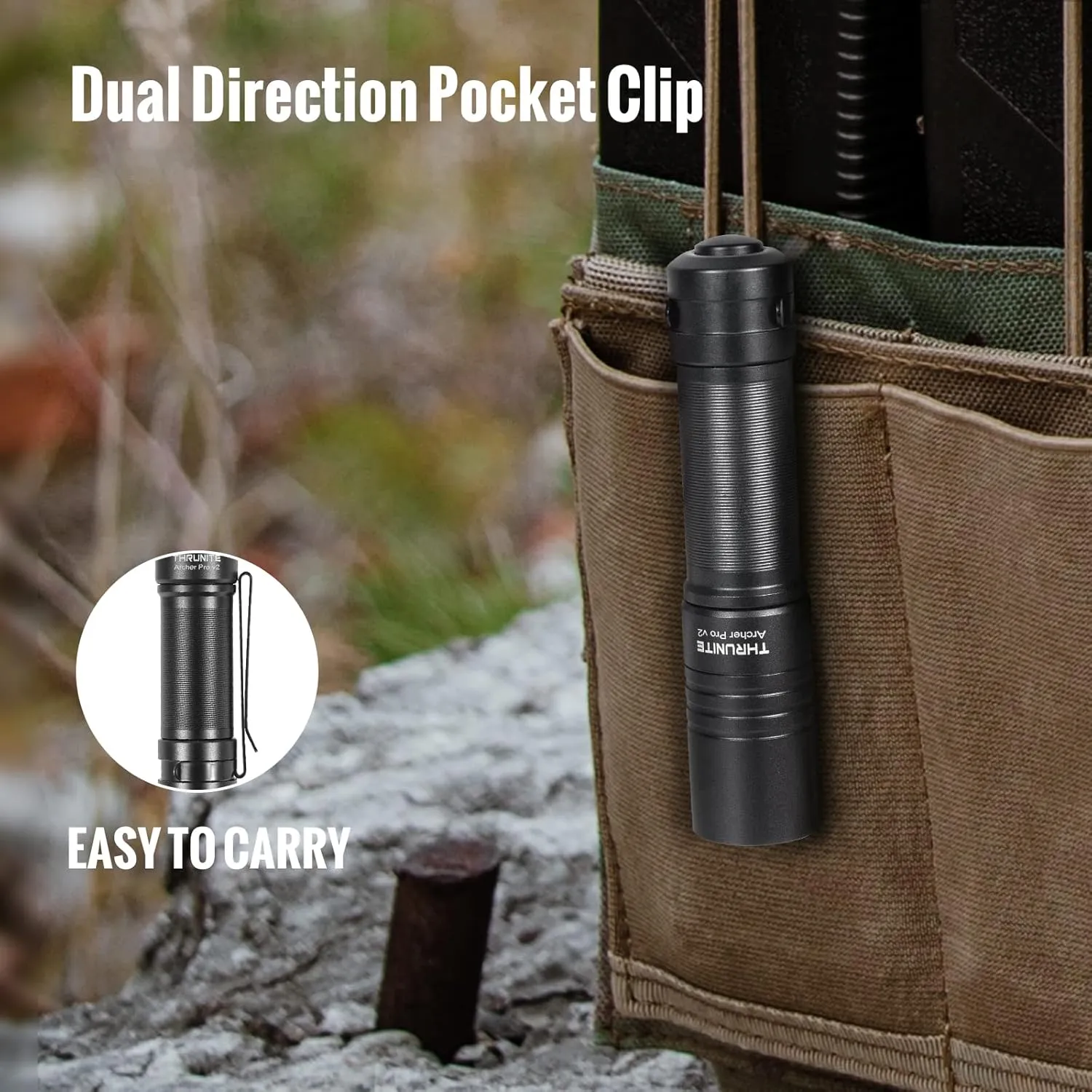 ThruNite Archer Pro V2 EDC Flashlight - 950 Lumens, USB-C Rechargeable, Tail Switch LED, Pocket-Sized for Camping, Outdoors & Emergencies - Neutral White, Black
