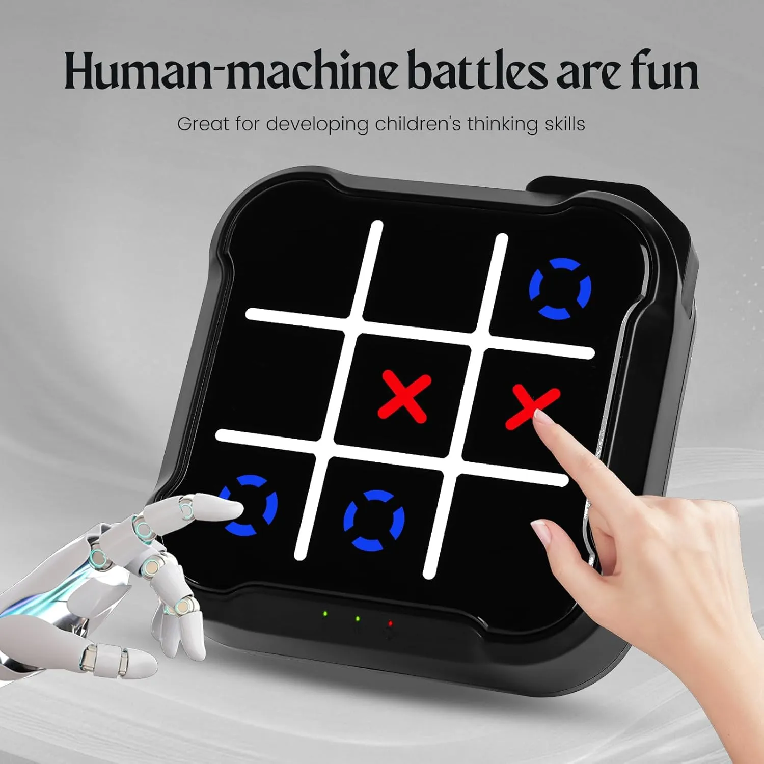 Tic Tac Toe Game, 4 in 1 Handheld Educational Game Machine, Electronic Tic Tac Toe Game for Education and Memory Growth, Home, Toy Board Game for Kids and Adults (Black)