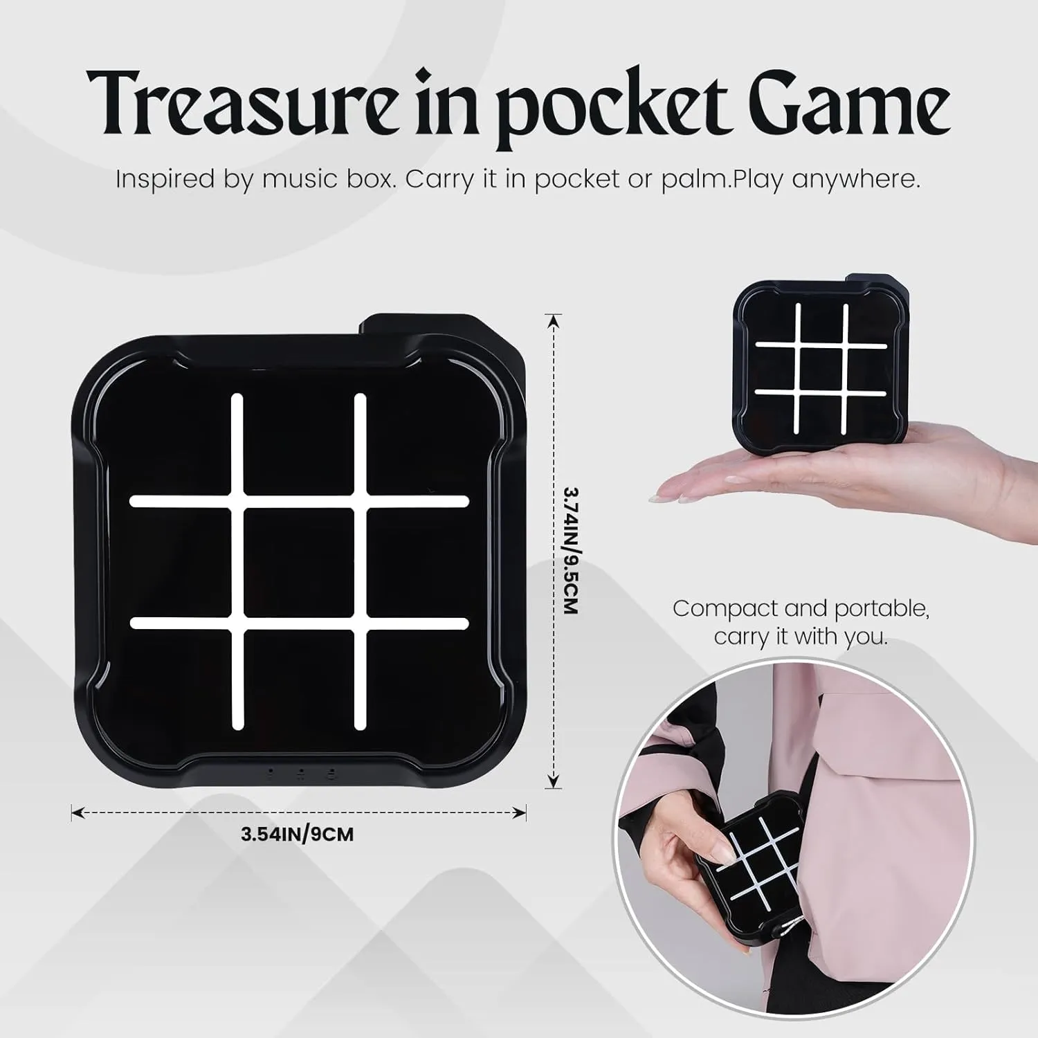 Tic Tac Toe Game, 4 in 1 Handheld Educational Game Machine, Electronic Tic Tac Toe Game for Education and Memory Growth, Home, Toy Board Game for Kids and Adults (Black)