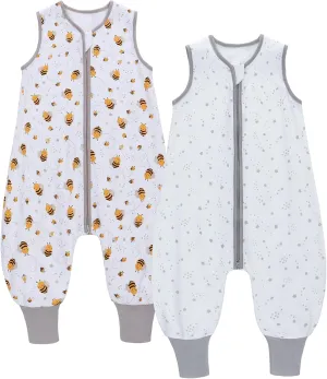 Toddler Sleep Sack with Feet TOG 0.5 Baby Wearable Blankets with Legs Sleeveless Baby Sleeping Bag for Boys Girls, 2 Pack
