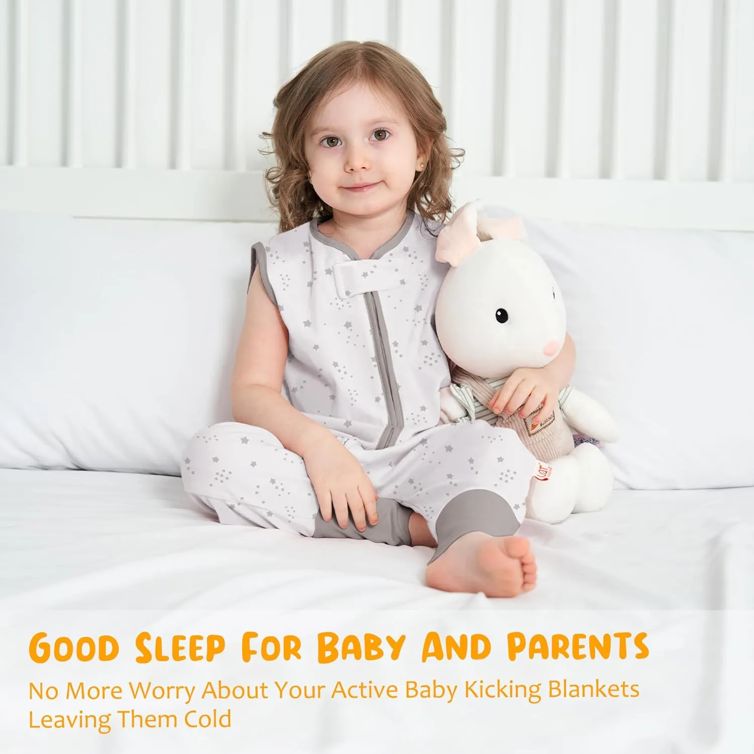 Toddler Sleep Sack with Feet TOG 0.5 Baby Wearable Blankets with Legs Sleeveless Baby Sleeping Bag for Boys Girls, 2 Pack