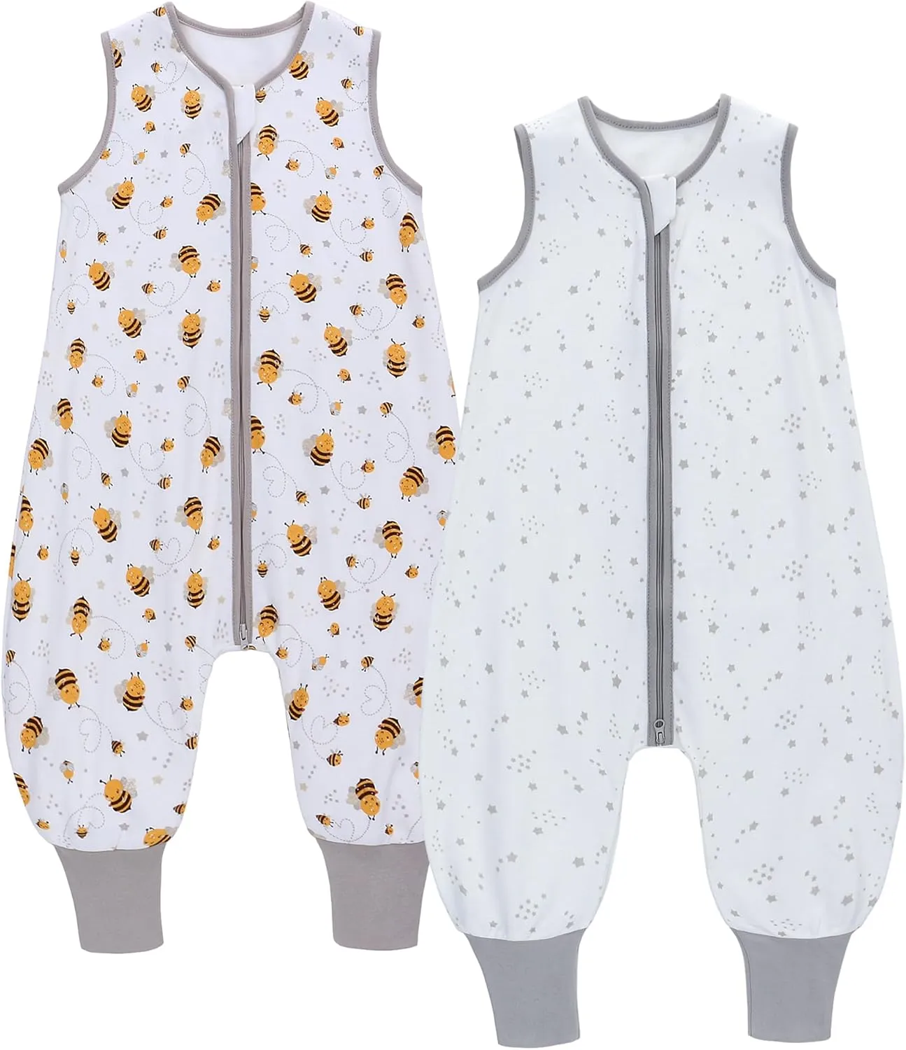 Toddler Sleep Sack with Feet TOG 0.5 Baby Wearable Blankets with Legs Sleeveless Baby Sleeping Bag for Boys Girls, 2 Pack