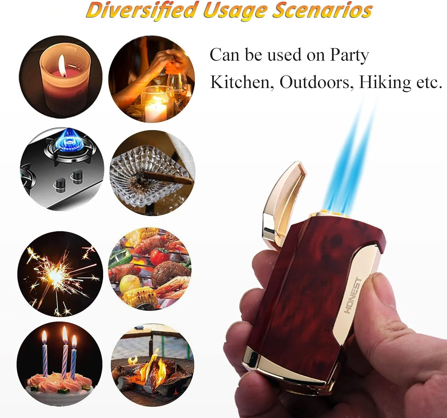 Torch Lighter Double Jet Flame Lighter (2PCS Brown)