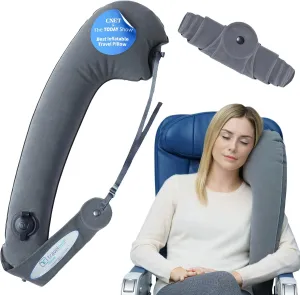 TRAVELREST Ultimate Travel Pillow & Body Pillow - Headrest, Auto, Bus, Train, Office Napping, Camping, Wheelchairs, Comfort and Support, Rolls Up, Straps to Airplane Seat & Car - Grey