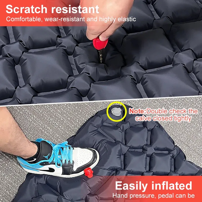 Ultralight Inflatable Camping Sleeping Pad with Pillow - Portable Air Mattress with Built-in Pump for Hiking and Travel