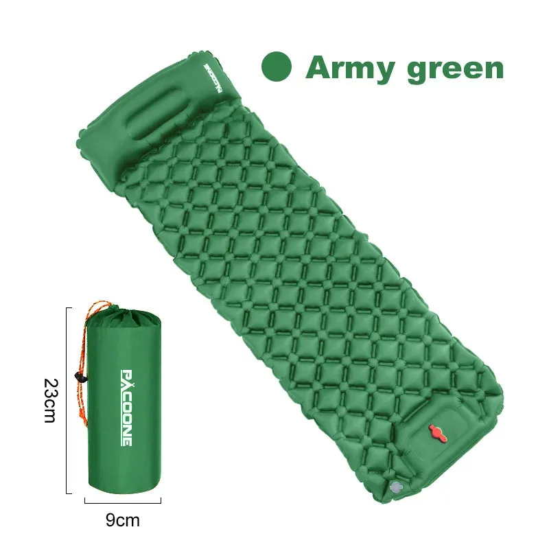 Ultralight Inflatable Camping Sleeping Pad with Pillow - Portable Air Mattress with Built-in Pump for Hiking and Travel