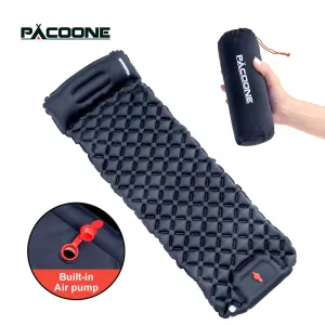Ultralight Inflatable Camping Sleeping Pad with Pillow - Portable Air Mattress with Built-in Pump for Hiking and Travel