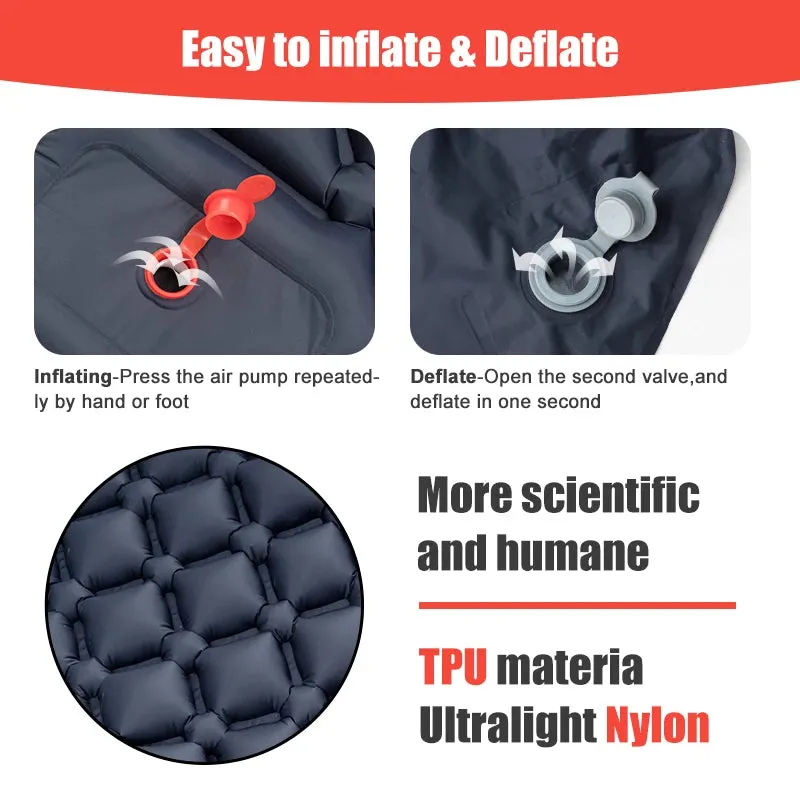 Ultralight Inflatable Camping Sleeping Pad with Pillow - Portable Air Mattress with Built-in Pump for Hiking and Travel