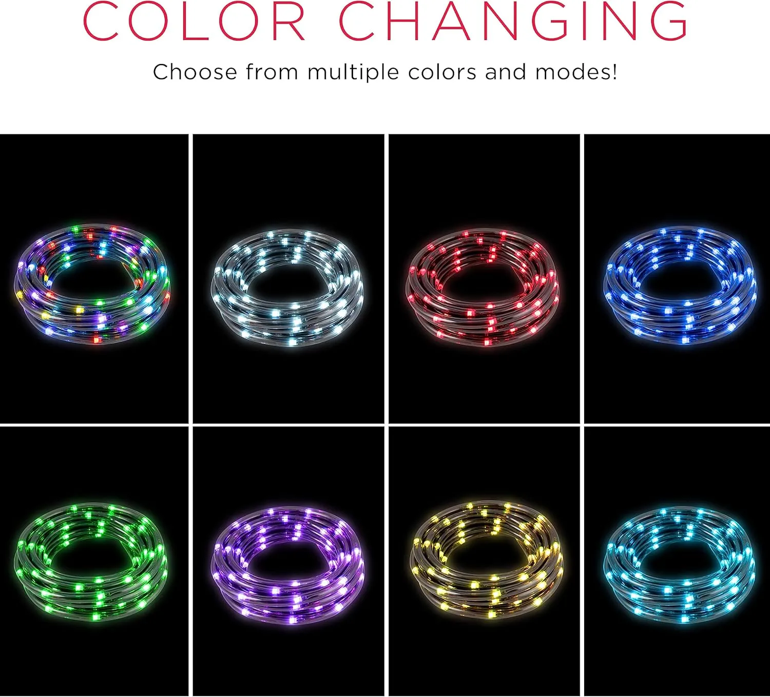 UltraPro LED Rope Lights, 25ft Premium Smoke Black Rope, Color Changing Light, RGB, Indoor/Outdoor, Discreet, Elegant, Flexible, Linkable, Durable, Rope Lights Outdoor, 63244