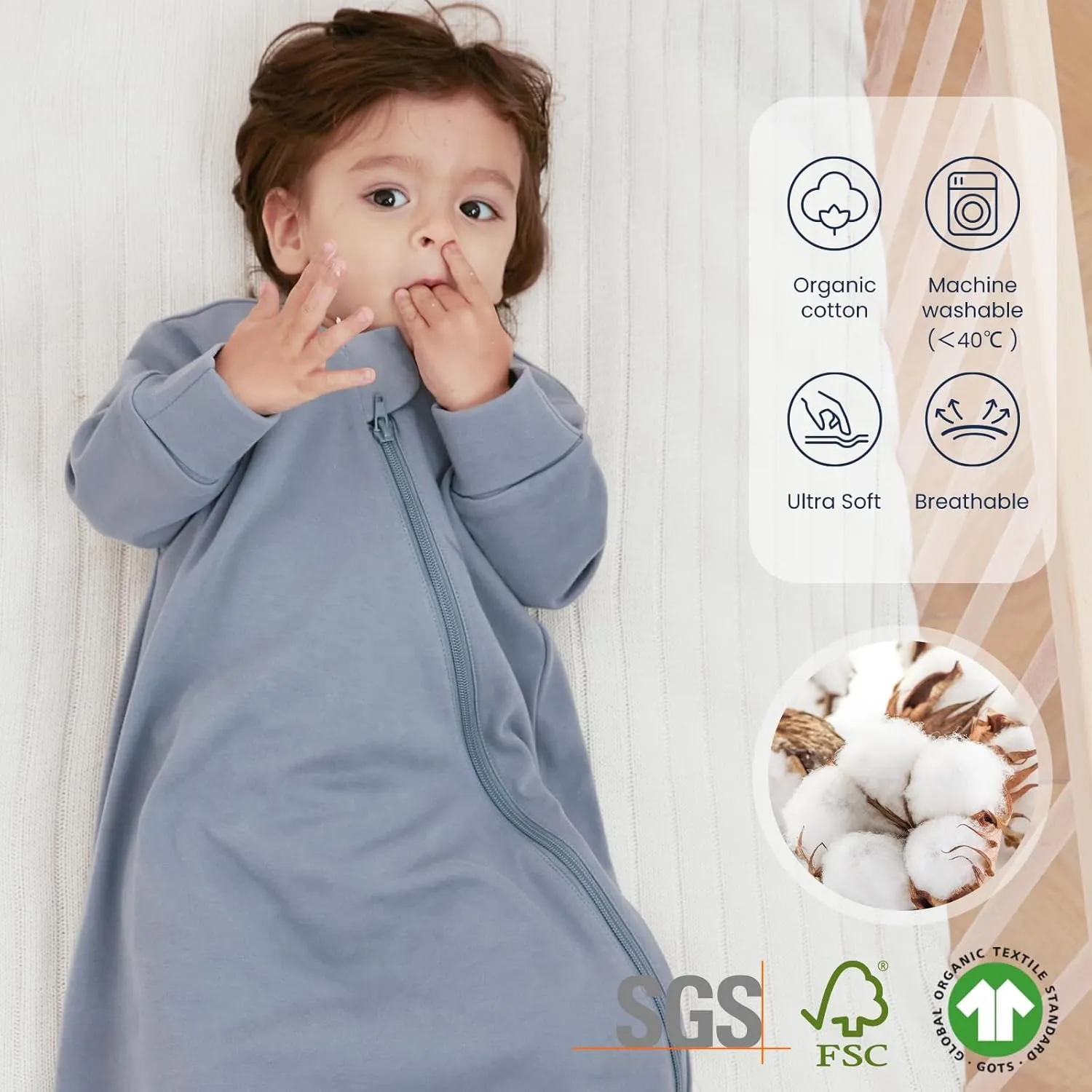 Unisex Sleeping Bag for Babies and Toddlers 1.0 Tog Sleep Sack 6-18Months, Baby Sleep Sack, Newborn Sleep Sack, Wearable Blanket Baby,One piece Long sleeves,Gifts for Baby