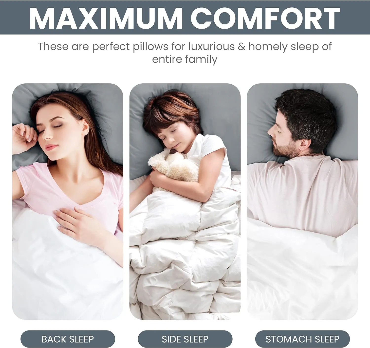 Utopia Bedding Bed Pillows for Sleeping (Grey), Queen Size, Set of 2, Hotel Pillow, Cooling Pillows for Side, Back or Stomach Sleepers