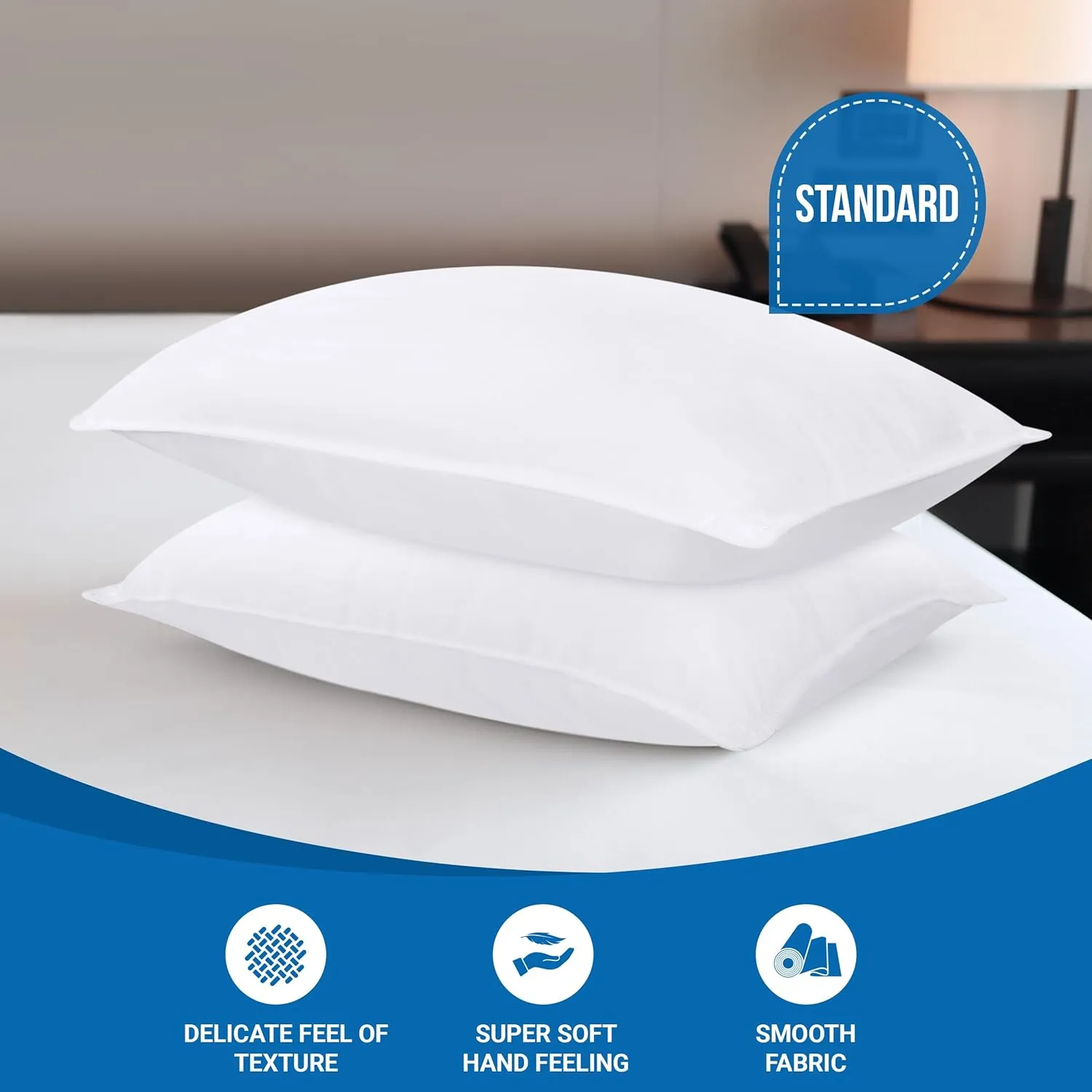 Utopia Bedding Bed Pillows for Sleeping (White), Standard Size, Set of 2, Hotel Pillow, Cooling Pillows for Side, Back or Stomach Sleepers
