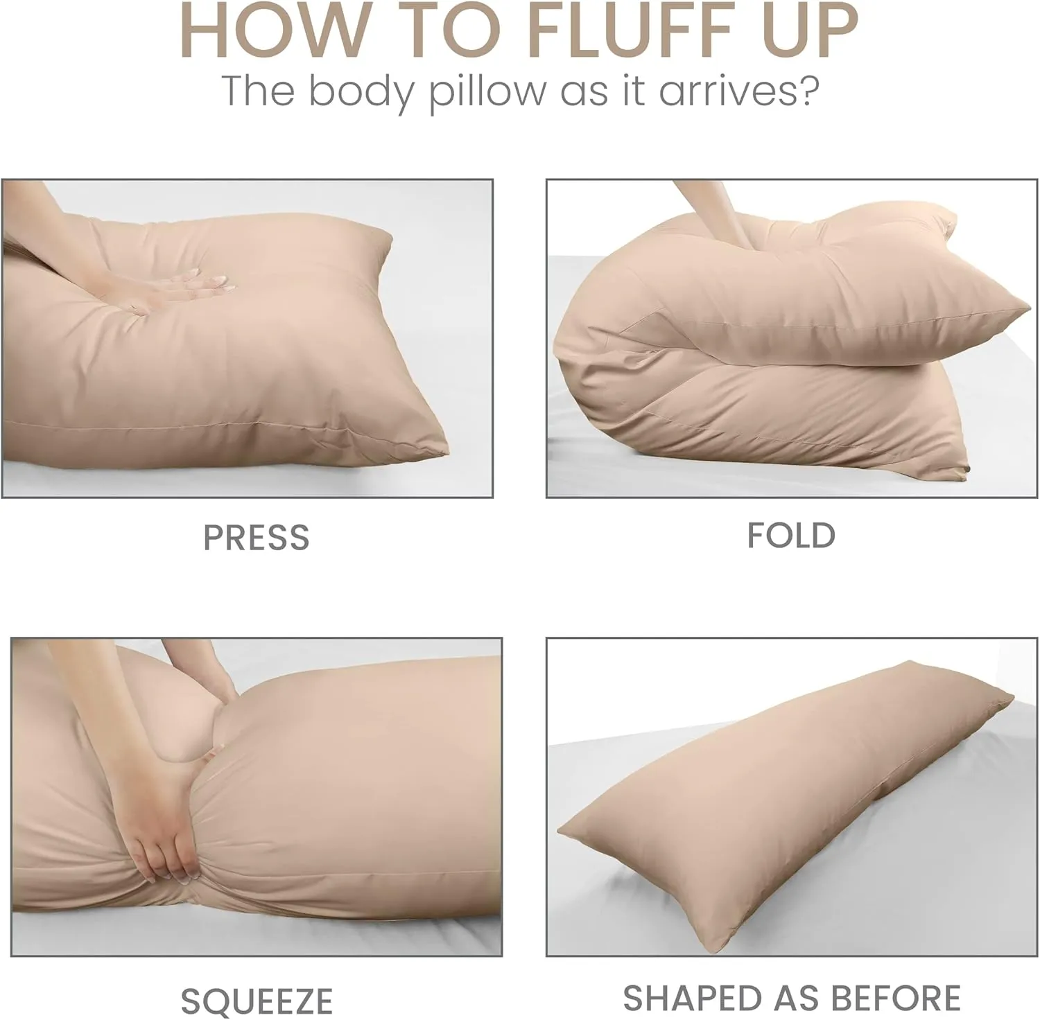 Utopia Bedding Full Body Pillow for Adults (Beige, 20 x 54 Inch), Long Pillow Insert for Sleeping, Ideal for Side Sleepers
