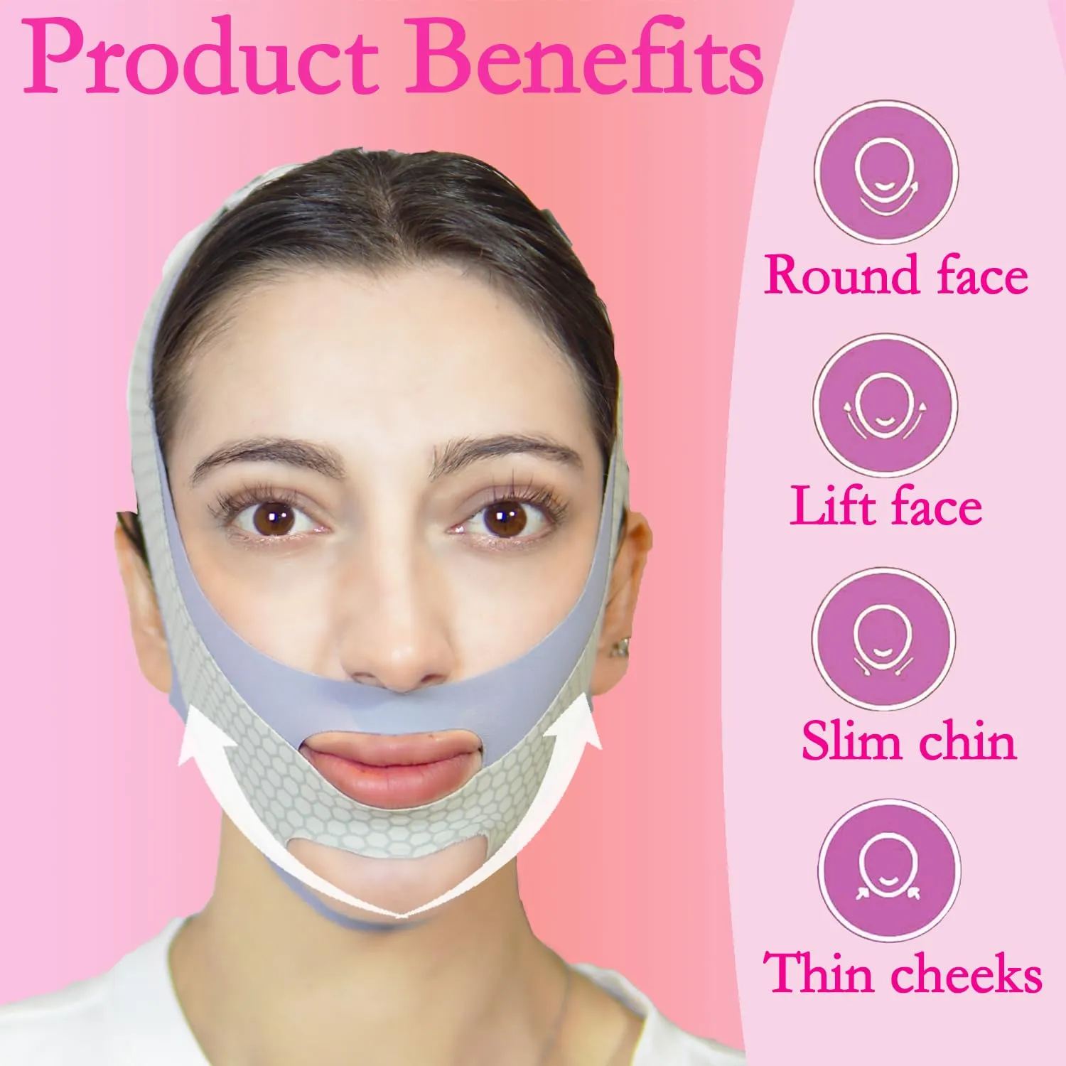 V Line Lifting Mask Chin Strap for Sleeping, Face Lifting Strap, Chin Lifting Mask, Chin Strap, Jawline Shaper, Jaw Strap, Double Chin Reducer, Face Lift Tape & Snoring Solution (Grey)
