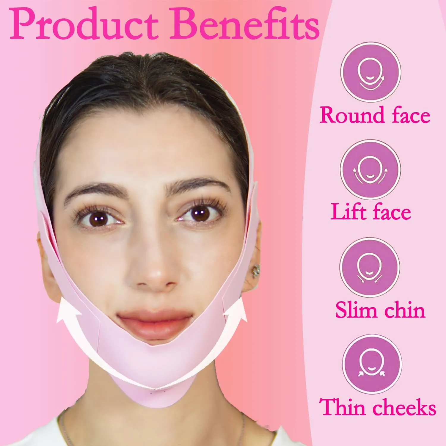 V Line Lifting Mask Chin Strap for Sleeping, Face Lifting Strap, Chin Strap, Chin Lifting Mask, Jawline Shaper, Jaw Strap, Double Chin Reducer, Face Lift Tape & Snoring Solution (Pink)
