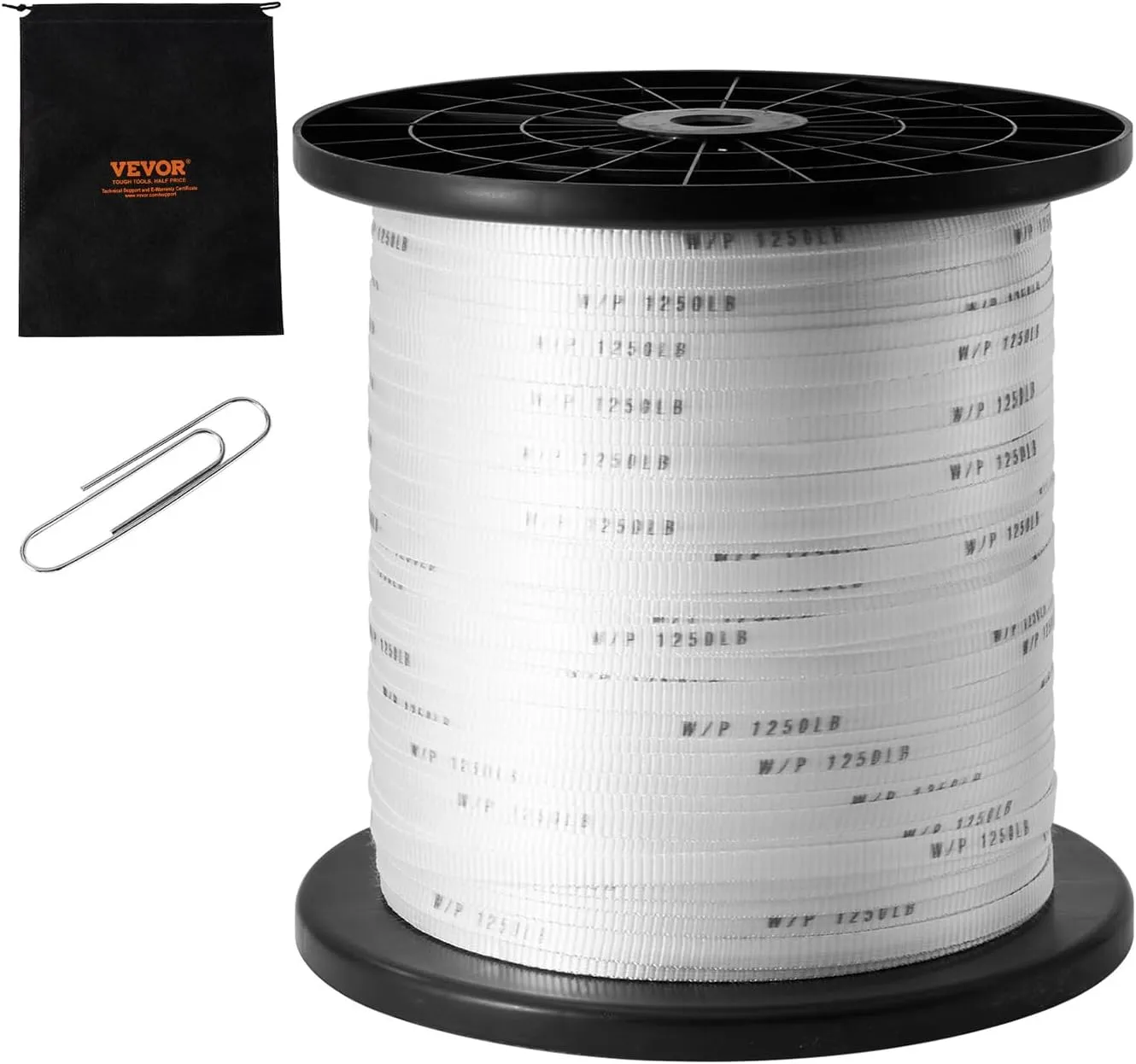 VEVOR Polyester Pull Tape, 1250 lbs Tensile Capacity, Professional Flat Rope 1053' x 1/2" Extended Reel, Polyester Webbing Suitable for Packaging in Crafting, Gardening and Commercial Electrical