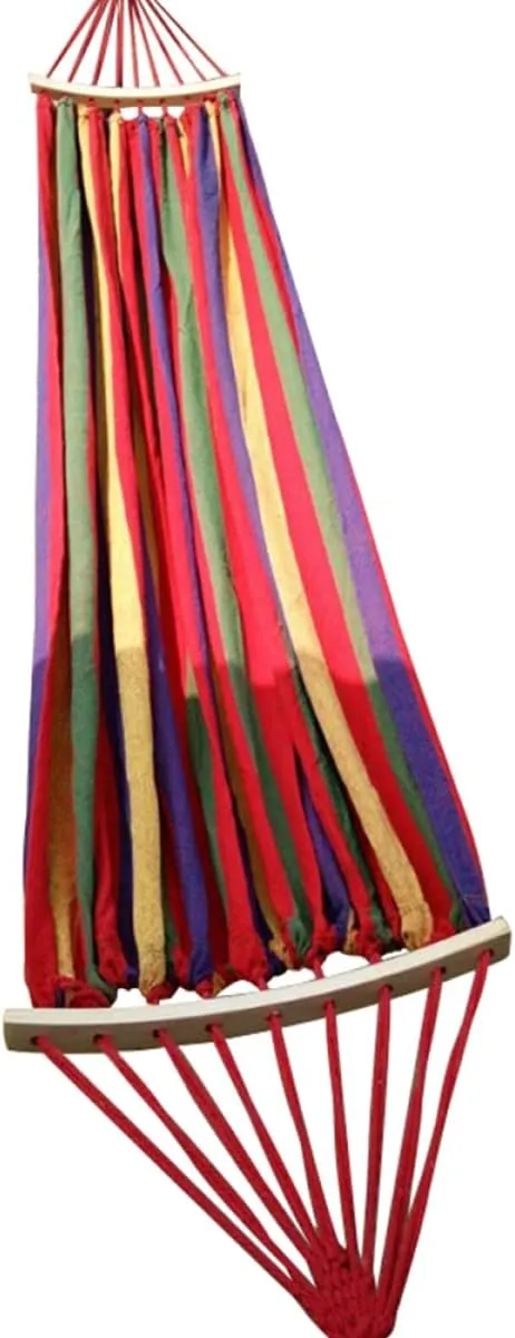 VICASKY Outdoor Double Hammock with Wooden Stick Rollover Parachute Cloth Swing for Indoor and Outdoor Use for Camping Dormitory and Relaxation Red