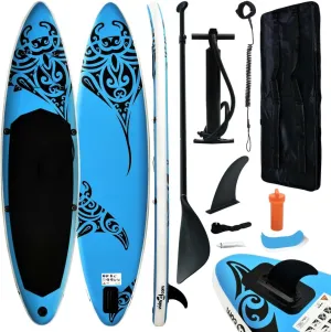 vidaXL Inflatable Stand Up Paddleboard Set 144.1"x29.9"x5.9" - Ideal for Beginners and Advanced Riders - Puncture-Proof and UV Resistant - Easy and Quick Inflation/Deflation - SUP Board/Kayak Dual...