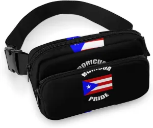 Vintage Boricua Pride Puerto Rican PR Flag Belt Bag Double Layer Fanny Pack Crossbody Bags Adjustable Bum Bag for Women Men, 20x13cm, style, 202404155