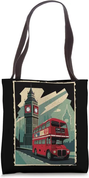 Vintage Travel Posters London Double-Decker Bus Tote Bag