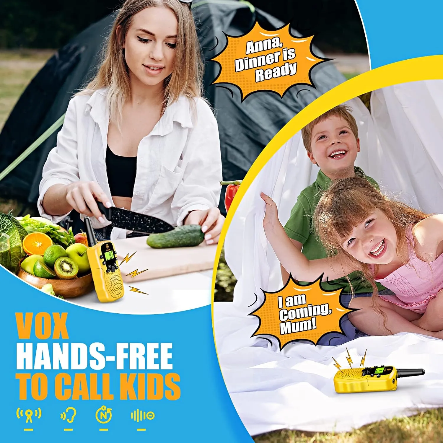 Walkie Talkies for Kids 2 Pack: Outdoor Toys for 3-12 Year Old Boys Girls Kids Birthday Gifts Ages 3 4 5 6 7 8 9 Outdoors Boys Girls Gifts Toys Age 3-12 5-7