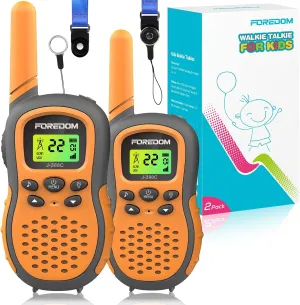 Walkie Talkies for Kids, Kids Walkie Talkies 2 Pack Long Range with Flashlight, 2 Way Radio 22CH with Adjustable Lanyards, Toys for 3-12 Year Old Boys & Girls, Camping, Birthday Gifts, Orange