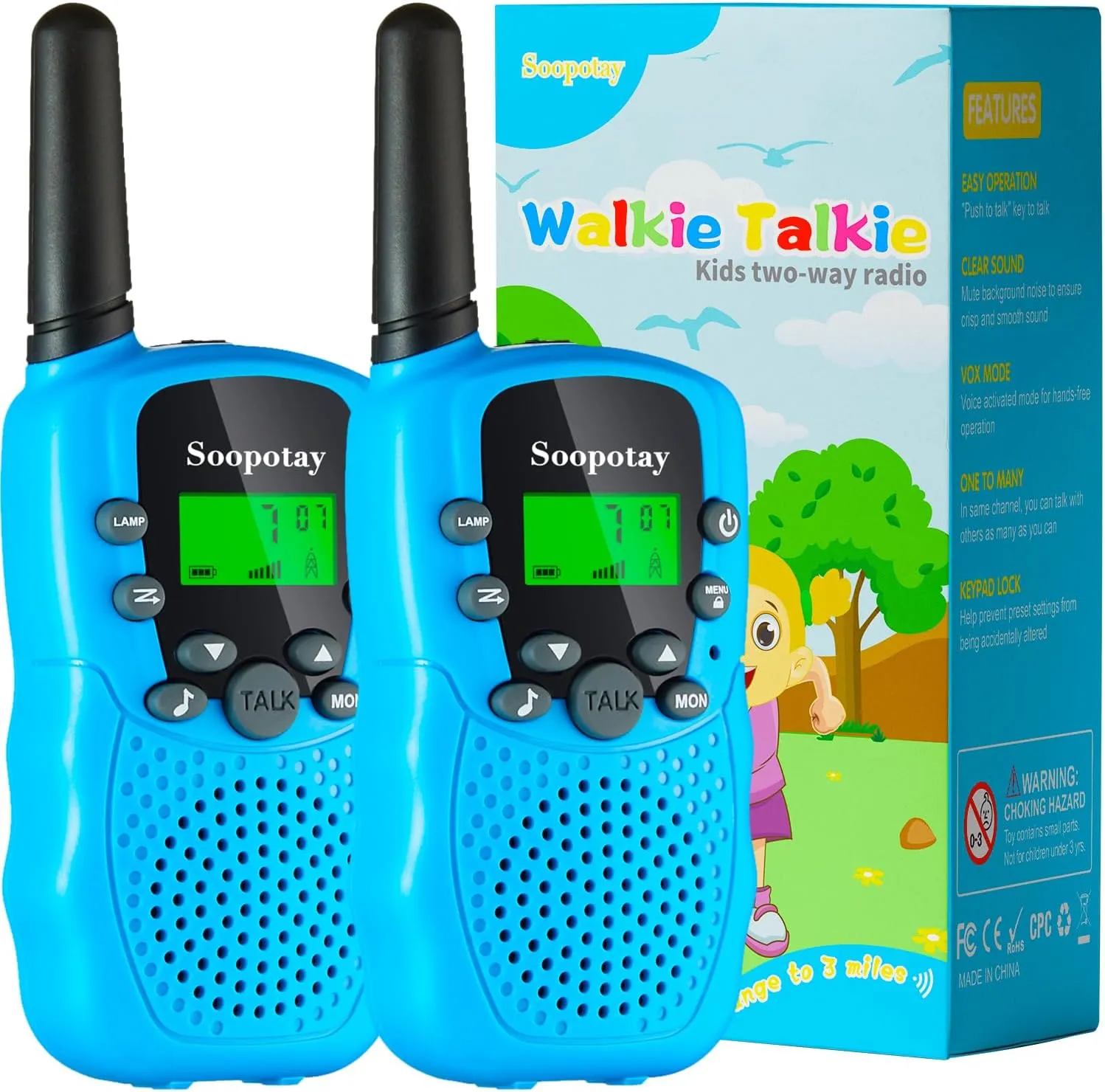 Walkie Talkies for Kids, Walkie Talkie Long Range for Girls Boys, Outdoor Toys for Age 4-8-12, Built-in Flashlight, 22 Channels, Easter Basket Stuffers, Easter Gifts for Kids