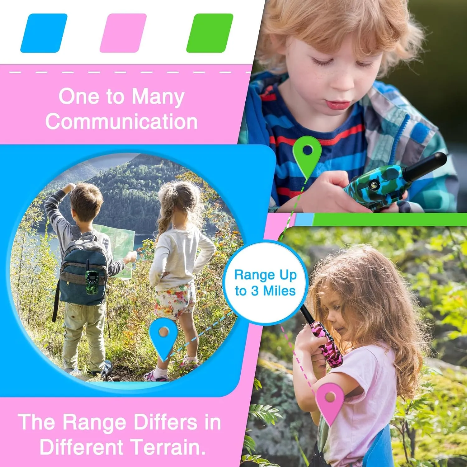 Walkie Talkies for Kids, Walkie Talkie Long Range for Girls Boys, Outdoor Toys for Ages 4-8-12, Built-in Flashlight, 22 Channels, Birthday Gifts for 3 4 5 6 7 8 9 10 Year Old Girl Boys