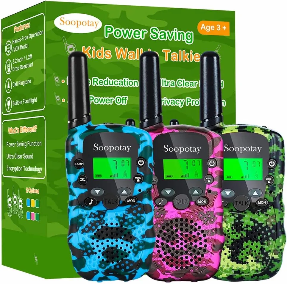 Walkie Talkies for Kids, Walkie Talkie Long Range for Girls Boys, Outdoor Toys for Ages 4-8-12, Built-in Flashlight, 22 Channels, Birthday Gifts for 3 4 5 6 7 8 9 10 Year Old Girl Boys