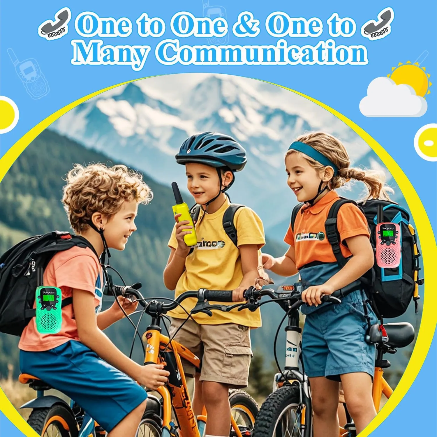 Walkie Talkies for Kids, Walkie Talkie Toys for Girls and Boys, Outdoor Toys for Ages 4-8-12, Built-in Flashlight, 22 Channels, Easter Basket Stuffers, Easter Gifts for Kids