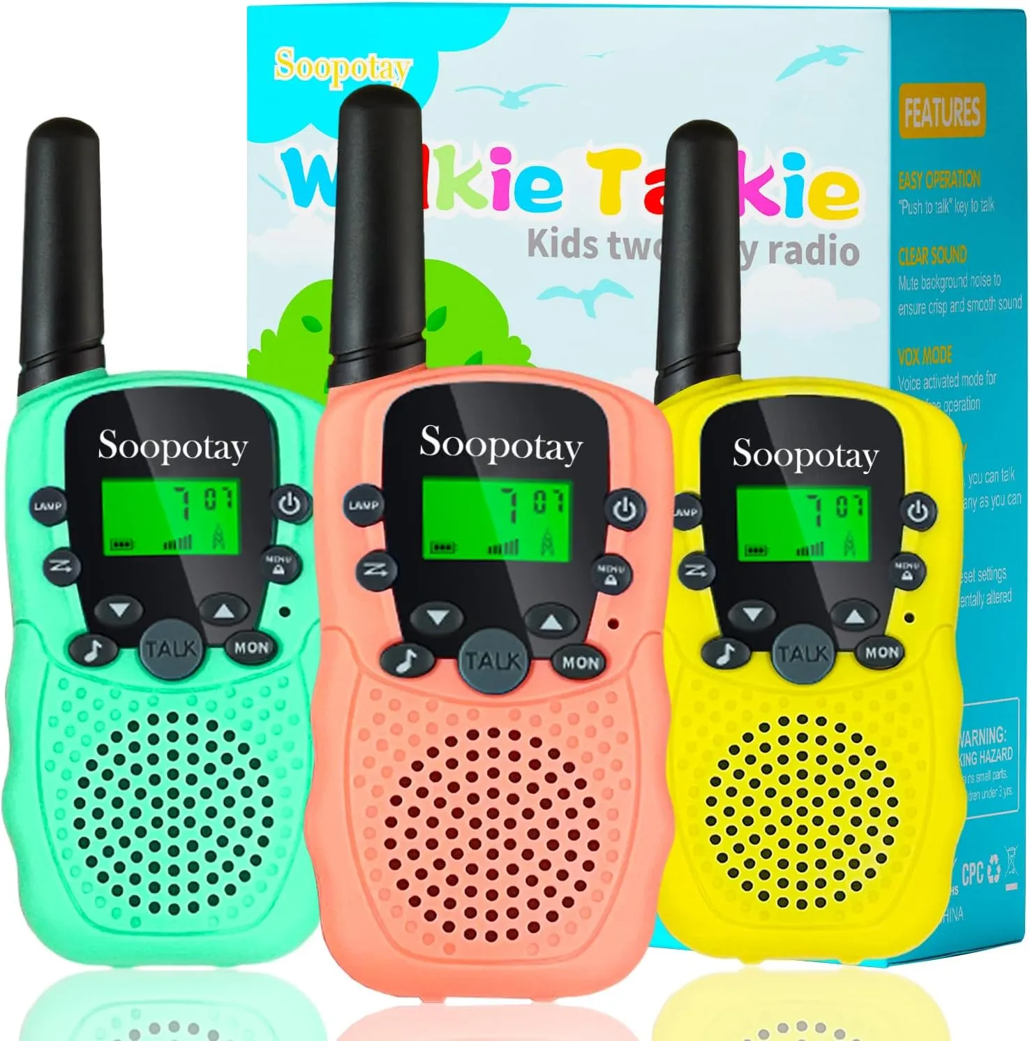 Walkie Talkies for Kids, Walkie Talkie Toys for Girls and Boys, Outdoor Toys for Ages 4-8-12, Built-in Flashlight, 22 Channels, Easter Basket Stuffers, Easter Gifts for Kids