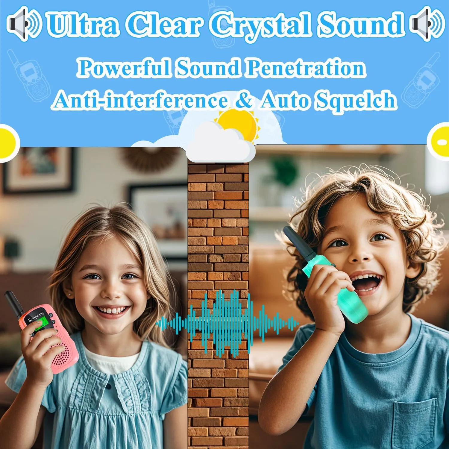Walkie Talkies for Kids, Walkie Talkie Toys for Girls and Boys, Outdoor Toys for Ages 4-8-12, Built-in Flashlight, 22 Channels, Easter Basket Stuffers, Easter Gifts for Kids
