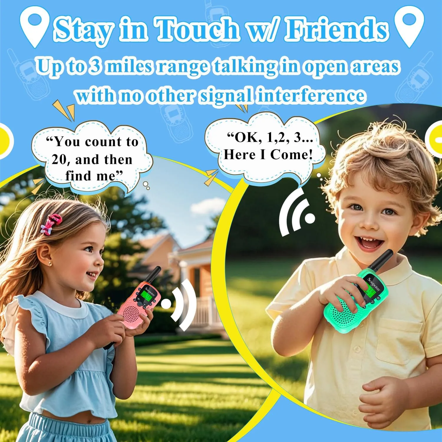 Walkie Talkies for Kids, Walkie Talkie Toys for Girls and Boys, Outdoor Toys for Ages 4-8-12, Built-in Flashlight, 22 Channels, Easter Basket Stuffers, Easter Gifts for Kids