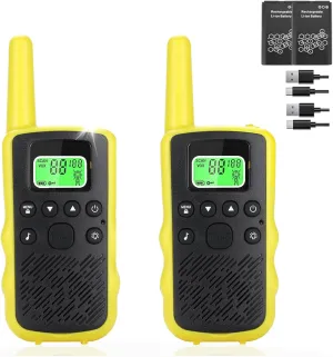 Walkie Talkies Long Range for Adult Kids, Rechargeable 2 Way Radio 22 FRS Channels with LED Flashlight USB-C Cable Li-ion Battery, Handheld Walky Talky VOX for Camping Hiking - 2 Pack