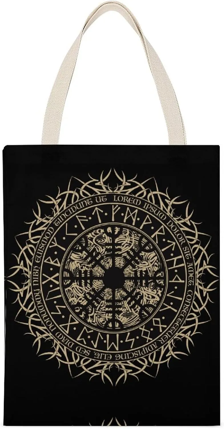Water Fire Softball Baseball Portable Canvas Tote Bag with Double-sided Printing Unisex