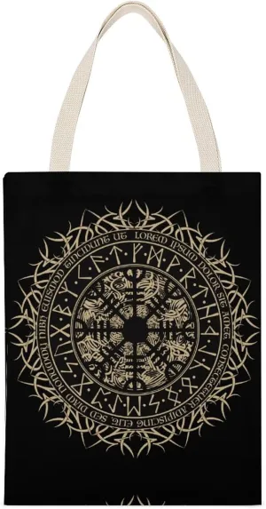 Water Fire Softball Baseball Portable Canvas Tote Bag with Double-sided Printing Unisex
