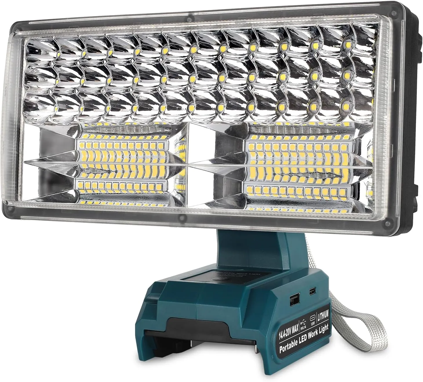 WaxPar 40W Flashlight Compatible with Makita 18V Battery, 4200LM Floodlight 18V Spotlight with USB Port,Type C Port, 110 Degree Pivoting Head