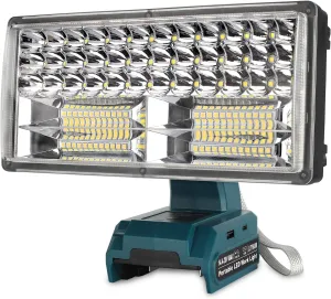 WaxPar 40W Flashlight Compatible with Makita 18V Battery, 4200LM Floodlight 18V Spotlight with USB Port,Type C Port, 110 Degree Pivoting Head