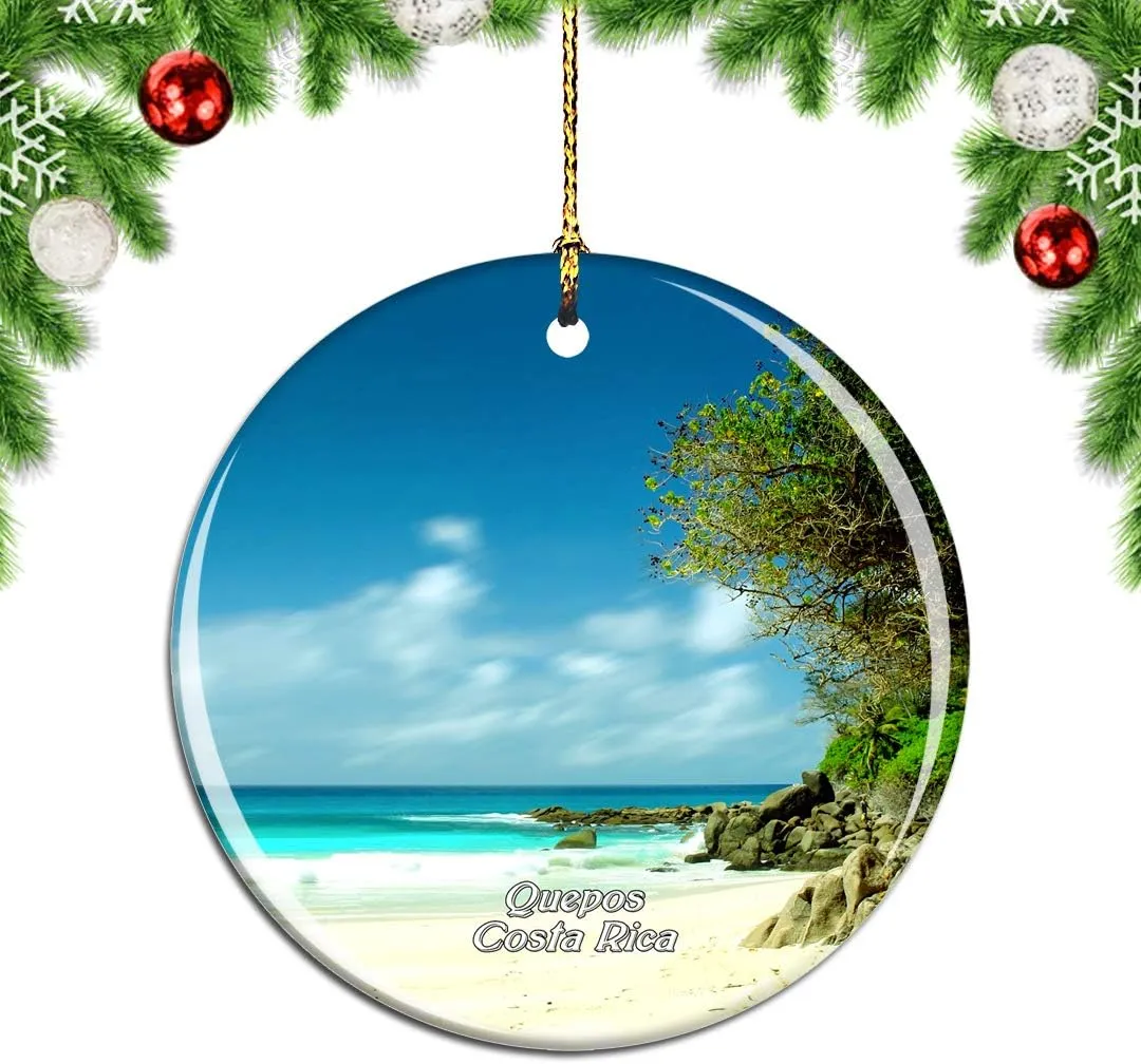 Weekino Costa Rica Manuel Antonio National Park Quepos Christmas Xmas Tree Ornament Decoration Hanging Pendant Decor City Travel Souvenir Collection Double Sided Porcelain 2.85 Inch