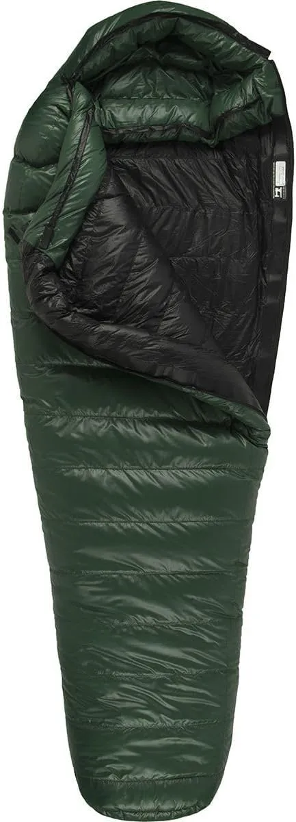 Western Mountaineering Badger MF Sleeping Bag: 15F Down Forest Green, 6ft/Left Zip